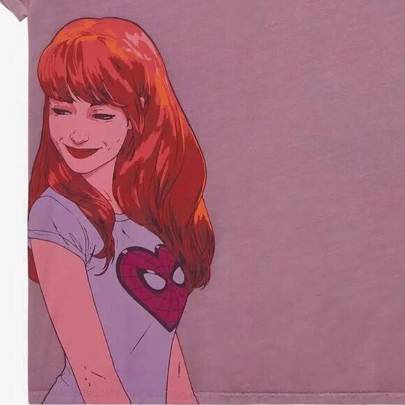Marvel MJ Mary Jane Loves Spiderman Oversized Graphic Tee - Picture 1 of 4
